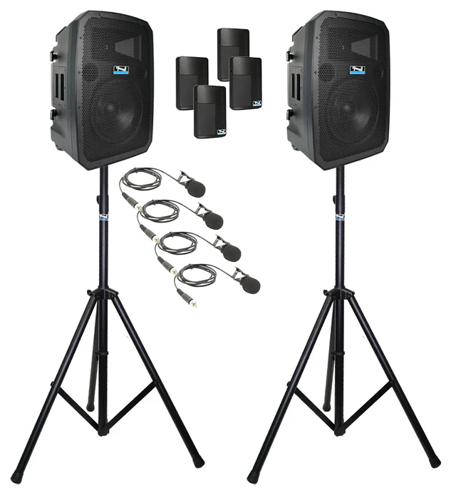 Anchor Liberty 3 Dual Hub 4 Mic 2 Stand Kit 2 Battery Powered PA Speakers With 4 Mics And 2 Stands