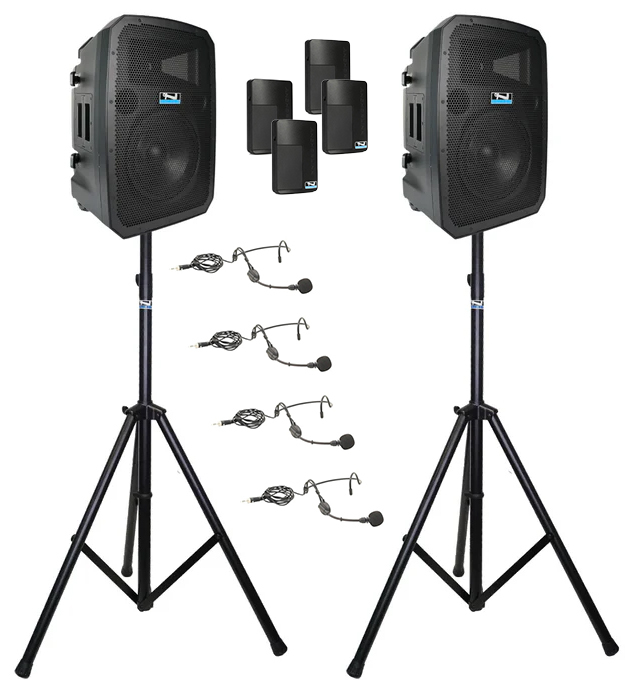 Anchor Liberty 3 Dual Hub 4 Mic 2 Stand Kit 2 Battery Powered PA Speakers With 4 Mics And 2 Stands