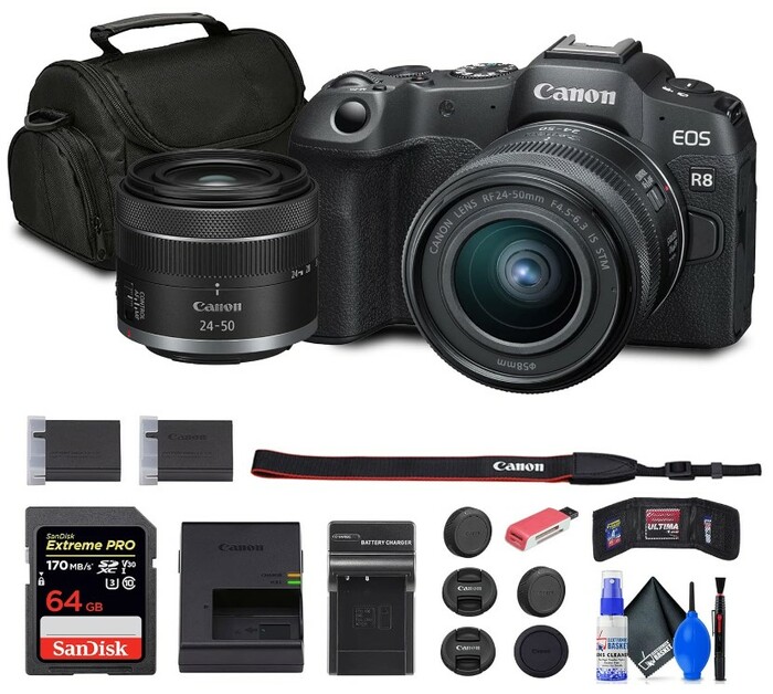Canon EOS R8 24-50mm Kit 24.2MP Mirrorless Camera With RF 24-50mm F/4.5-6.3 IS STM Lens