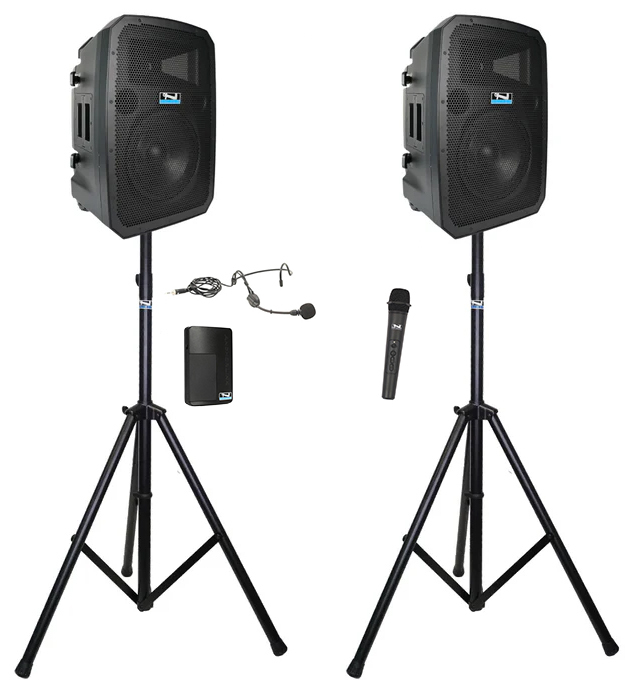 Anchor LIBERTY3-HUBCON-2-S 2 PA Speakers With Liberty 3 Connect And 2 Mics, 2 Stands