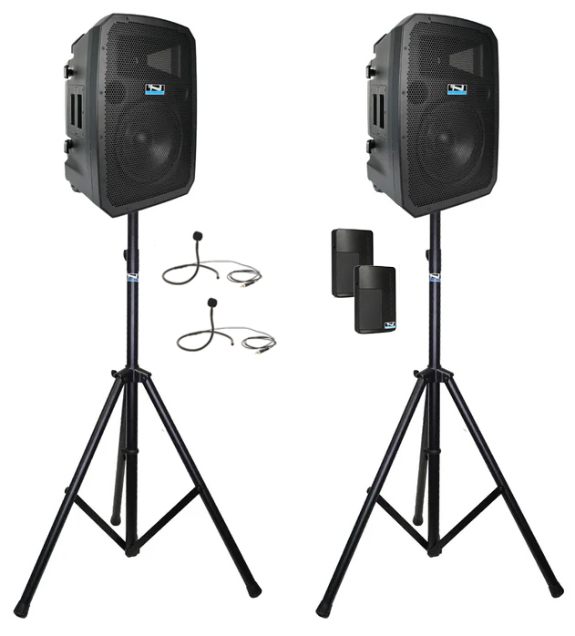 Anchor LIBERTY3-HUBCON-2-S 2 PA Speakers With Liberty 3 Connect And 2 Mics, 2 Stands