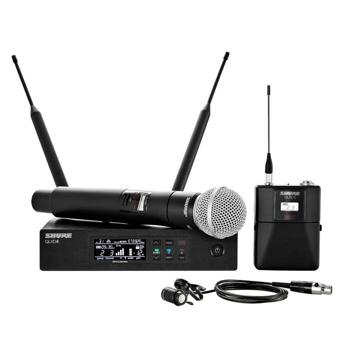 Shure QLXD124/85-G50 Bodypack And Vocal Combo System With WL185 And SM58Bodypack And Vocal Combo System With WL185 And SM58Bodypack And Vocal Combo System With WL185 And SM58