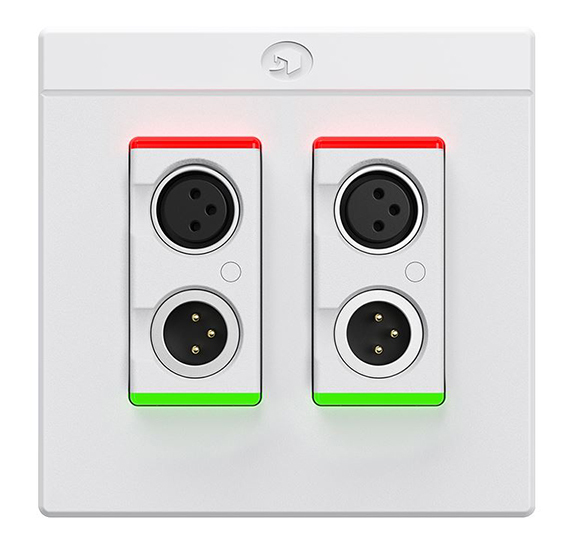 Symetrix 80-0211 XIO XLR 2x2 Dante Dual-Gang Wallplate, RGB LEDs, White