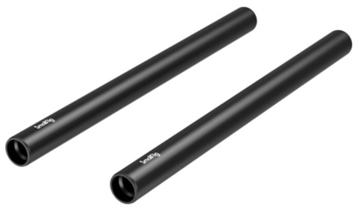 SmallRig 1051 2pcs 15mm Black Aluminum Alloy Rod, M12-20cm, 8"
