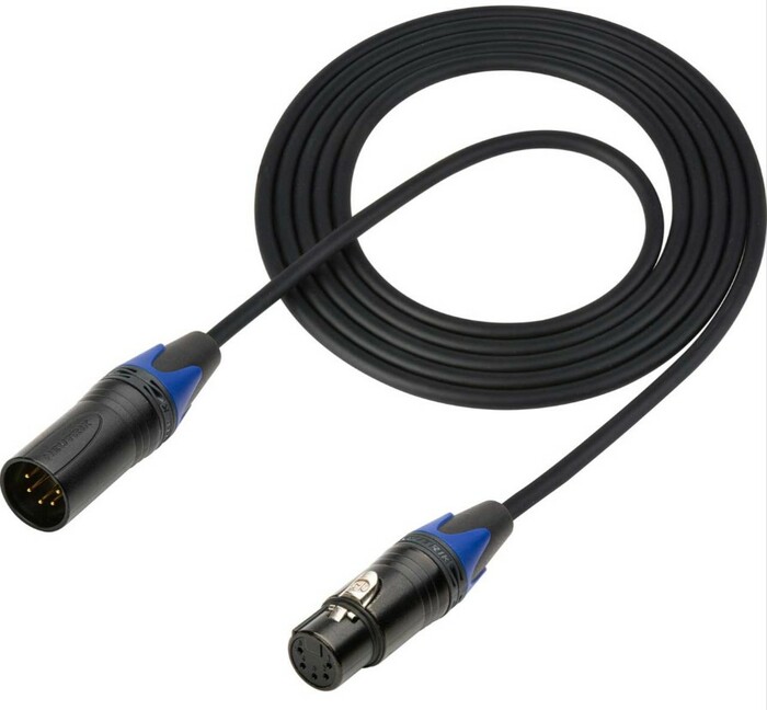 Sescom DMX-3 Lighting Control Cable 5-Pin XLR Male To 5-Pin XLR Female Black, 3 Foot