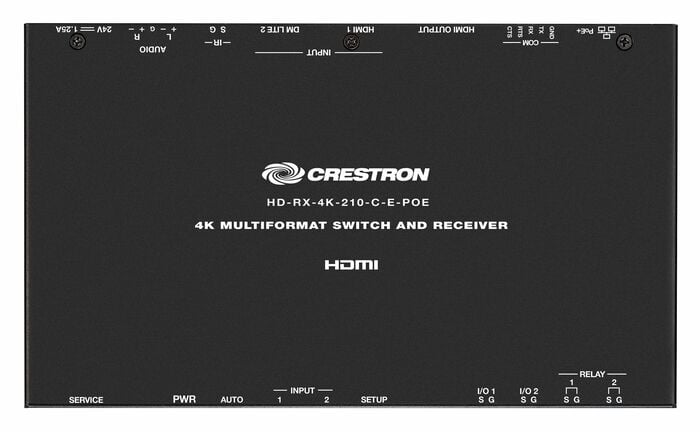 Crestron HD-RX-4K-210-C-E-POE DMPS Lite 4K Multiformat 2x1 AV Switch And Receiver With PoE+