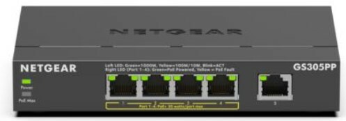 Netgear GS305PP300NAS 5-Port Gigabit PoE+ Compliant Unmanaged Network Switch