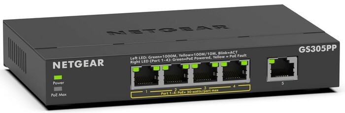 Netgear GS305PP300NAS 5-Port Gigabit PoE+ Compliant Unmanaged Network Switch