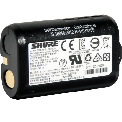 Shure SB900B [Restock Item] Lithium-Ion Rechargeable Battery For P3RA, P9RA+, P10R+ Receivers, And ULXD, QLXD And Axient® Digital AD Transmitters