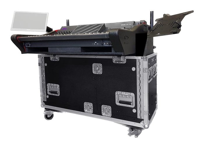 ProX XZF-AVID-S6L-24C D2x2U Flight Case For AVID S6L-24C With Monitor Arm And IPad Mount