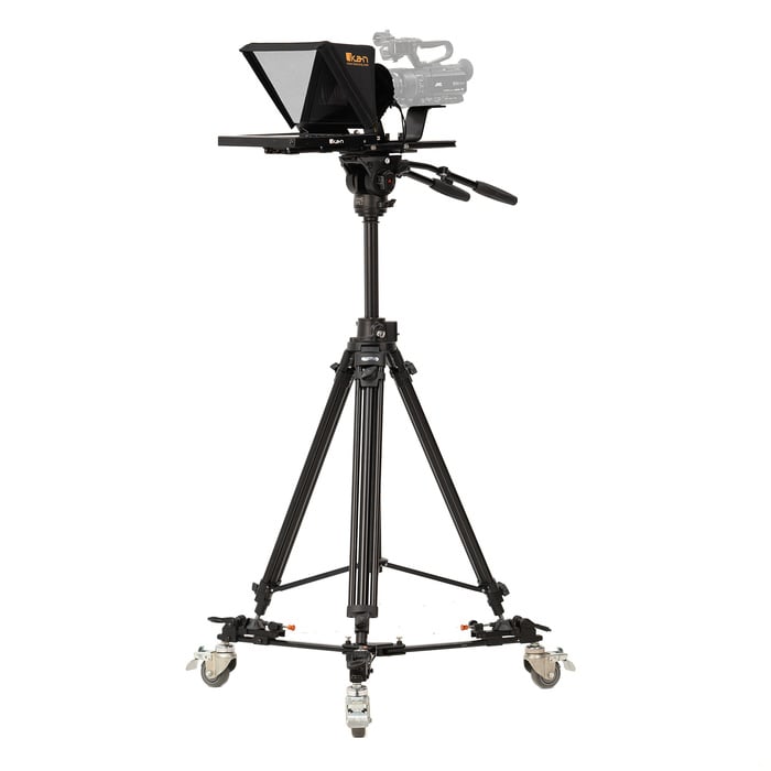 ikan PT4200-PEDESTAL-TK 12" Portable Teleprompter With Reversing Monitor, Tripod, And Dolly Travel Kit
