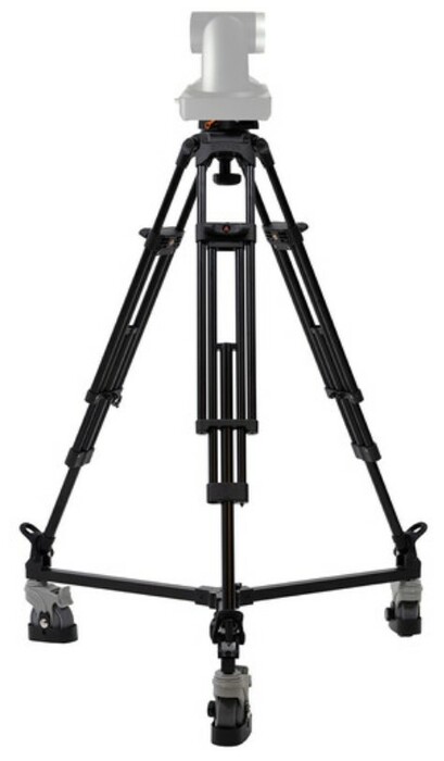 ikan GA102D-PTZ E-Image Aluminum PTZ Tripod With 100mm Flat Base, Dolly & Quick Release Plate, 88 Lb Payload