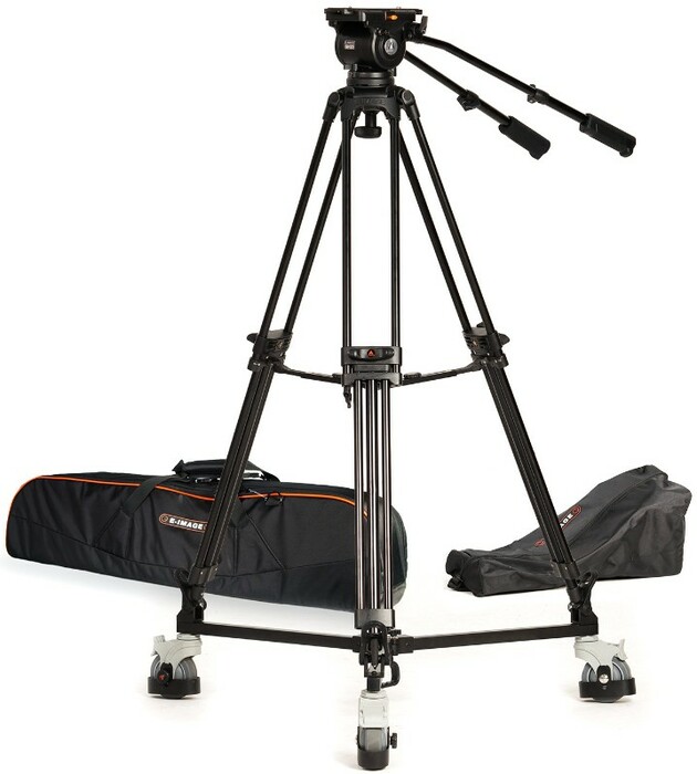 ikan EG20A2D E-Image 2-Stage Aluminum Tripod With GH20 Fluid Head, Dolly Kit