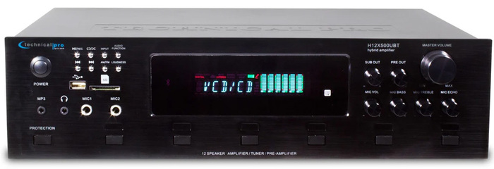 Technical Pro H12X500UBT 6000 Watt Digital Hybrid Amplifier / Preamp/ Tuner With 12 S