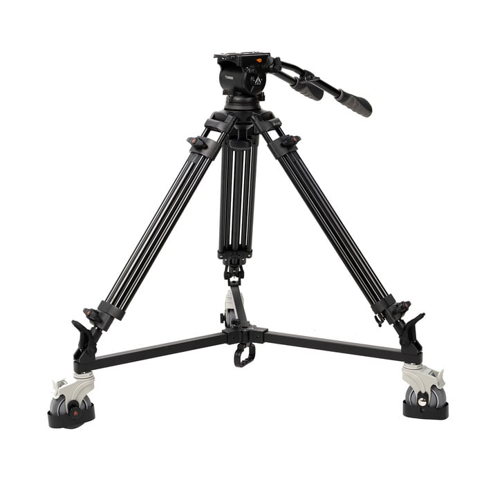 ikan EI-7100-AAD 2-Stage Aluminum Tripod And Dolly Studio Kit, 33lb Payload