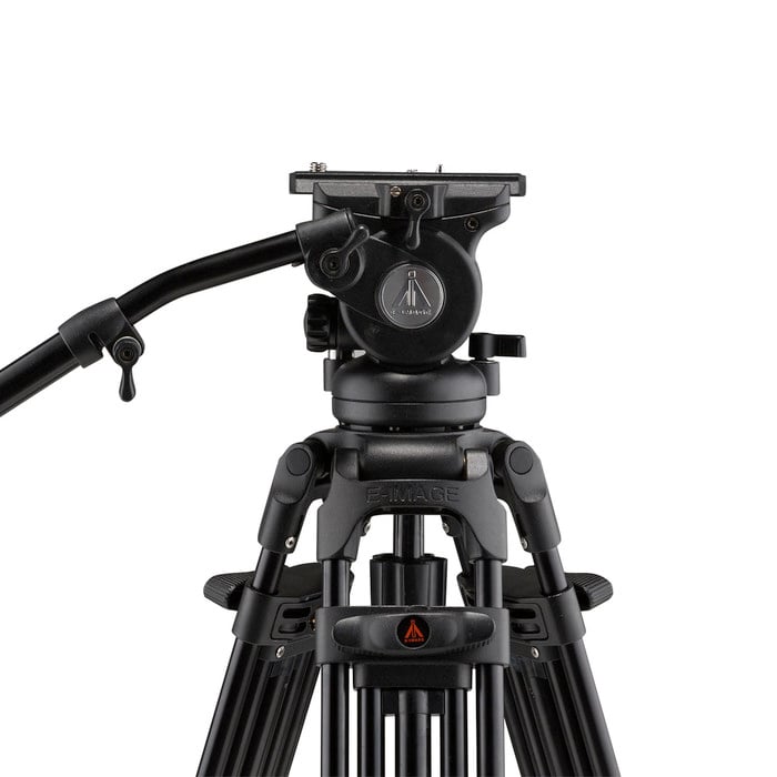 ikan EG05A2D E-Image 2-Stage Aluminum Tripod, Fluid Head, And Dolly Kit, 15.4 Lb Payload