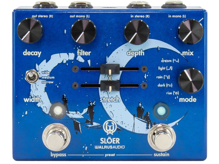 ikan Slöer Series Stereo Ambient Reverb Pedal, Blue Stereo Ambient Reverb With Five Algorithims