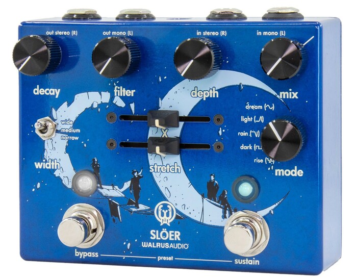 ikan Slöer Series Stereo Ambient Reverb Pedal, Blue Stereo Ambient Reverb With Five Algorithims