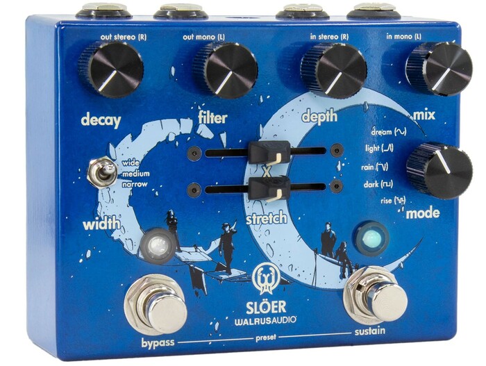 ikan Slöer Series Stereo Ambient Reverb Pedal, Blue Stereo Ambient Reverb With Five Algorithims