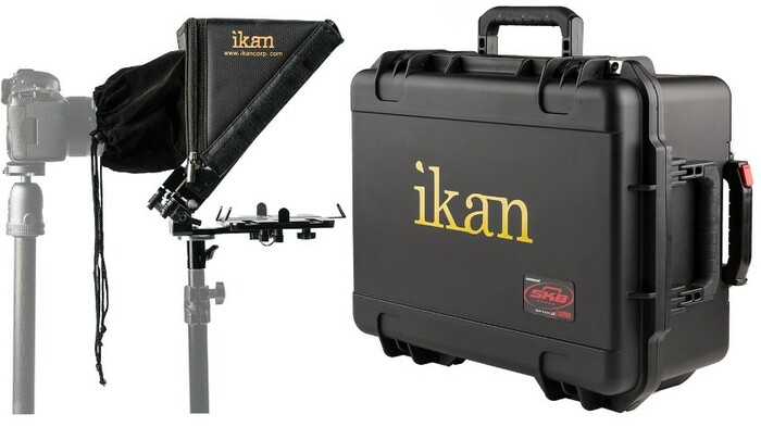 ikan PT-ELITE-LS-TK Elite Tablet And IPad Light Stand Teleprompter Kit With Rolling Hard Case