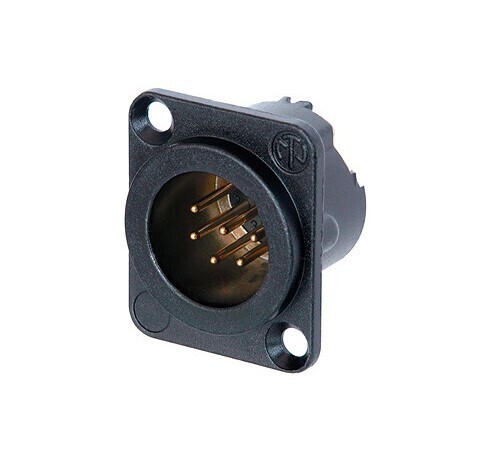 Neutrik NC6MD-LX-B Receptacle DLX Series 6-Pin Male IEC Standard, Solder, Black/Gold