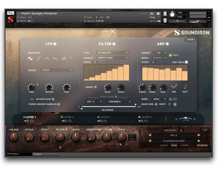 Soundiron Hopkin Instrumentarium: Squiggly-Amejewar Wooden Instrument W 4 Strings And Buzzing Bridge [Virtual]