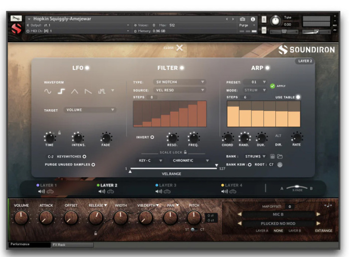 Soundiron Hopkin Instrumentarium: Squiggly-Amejewar Wooden Instrument W 4 Strings And Buzzing Bridge [Virtual]