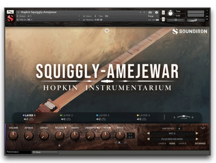 Soundiron Hopkin Instrumentarium: Squiggly-Amejewar Wooden Instrument W 4 Strings And Buzzing Bridge [Virtual]