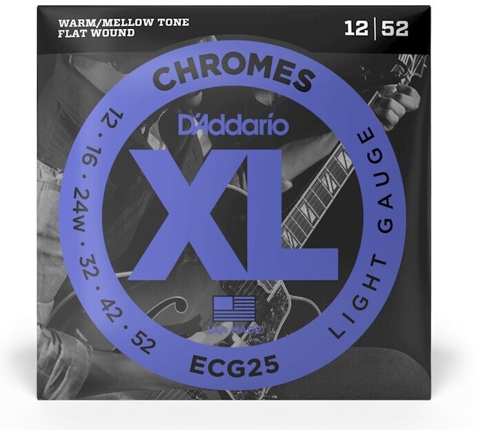 D`Addario ECG25 Regular Light Chrome Flatwound Electric Guitar Strings