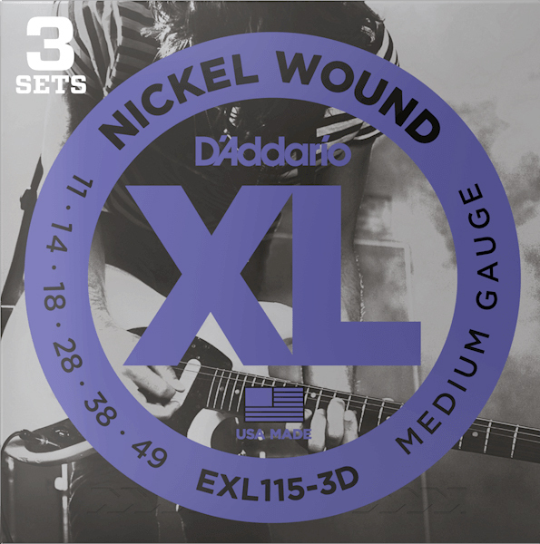 D`Addario EXL115-3D 3 Pack Of Blues/Jazz Rock XL Electric Guitar Strings