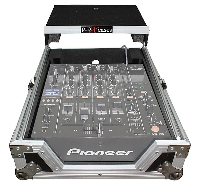 ProX T-12MRLT 12U Vertical Rack Mount Flight Case With 10U Top For Mixer Combo Amp Rack With Laptop Shelf And Caster Wheels