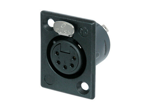 Neutrik NC5FP-B-1 [Restock Item] 5-pin XLRF Rectangular Panel Receptacle, Black With Gold Contacts