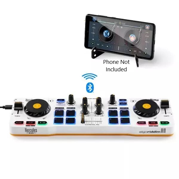 Hercules DJ DJControl Mix Wireless Bluetooth 2-Deck DJ Controller For Mobile Devices