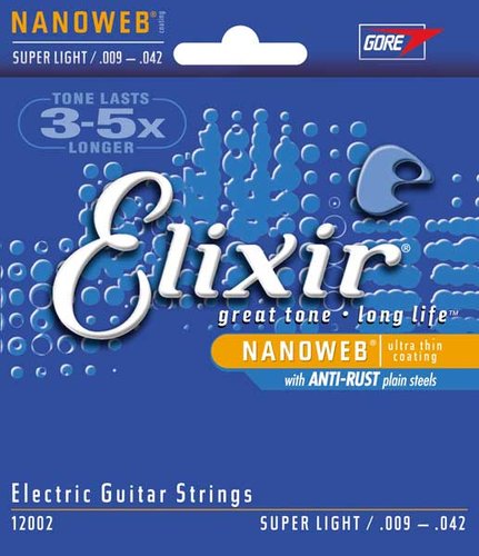 Elixir 12002 Super Light Electric Guitar Strings With NANOWEB Coating