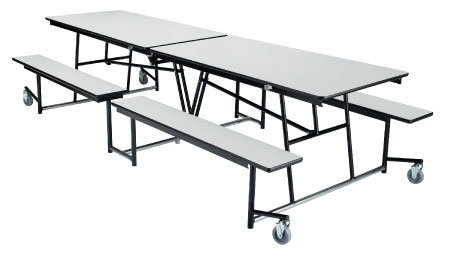 National Public Seating MTFB10PB Table, Partical Board Top With Fixed Benches,10`