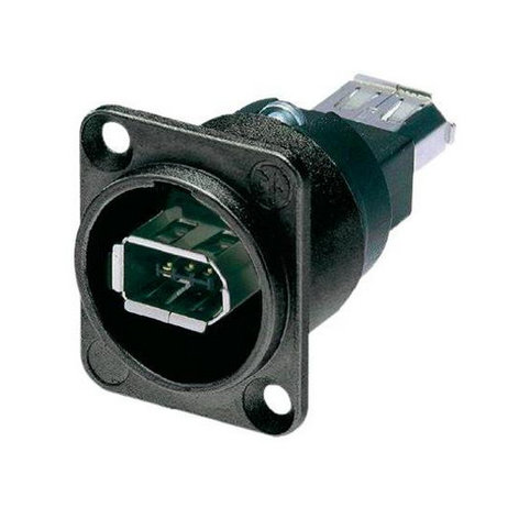 Neutrik NA1394-6-W-B FireWire 6 Receptacle D-Housing, Black