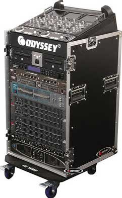 Odyssey FZ1016W Pro Rack Case With Wheels, 10 Unit Top Rack, 16 Unit Bottom Rack