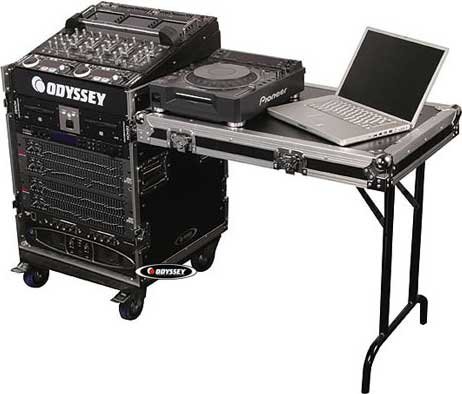 Odyssey FZ1112WDLX Pro Rack Case With Wheels And Table, 11 Unit Top Rack, 12 Unit Bottom Rack