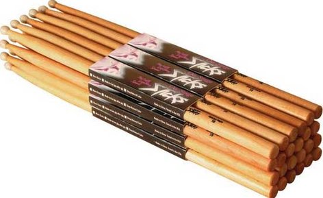 On-Stage AHW2B 2B Wood Tip American Hickory Drumsticks, 12 Pack