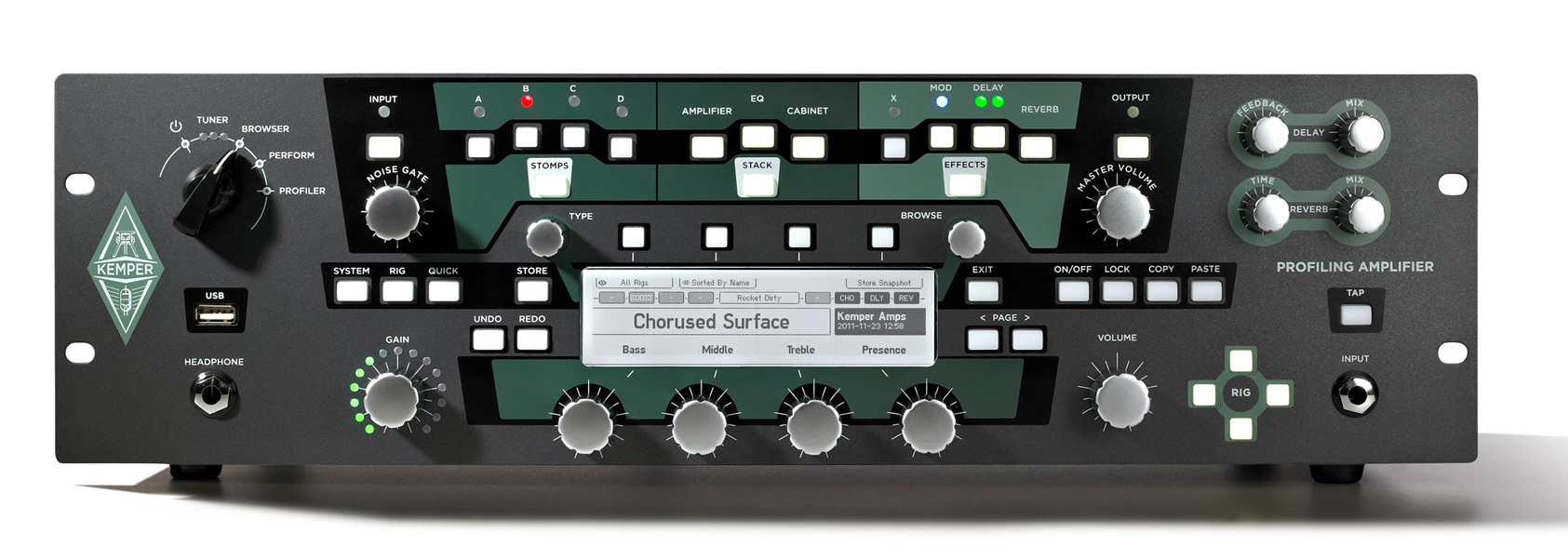 Kemper POWERRACK+REMOTE Profiler PowerRack Remote 600W Rackmount Profiling  Guitar Amplifier Head With Remote Foot Controller Full Compass Systems