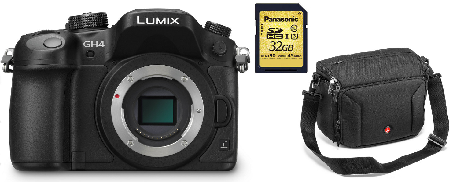 Een evenement Heiligdom noedels Panasonic DMC-GH4K Bundle 16.05MP LUMIX DSLR Camera Body With Manfrotto  Shoulder Bag 10 And 32GB SDHC Card | Full Compass Systems