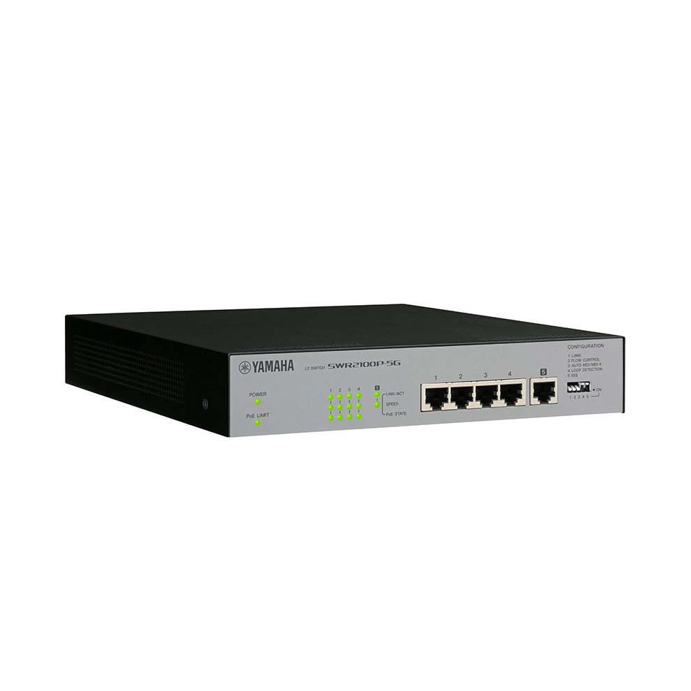 Yamaha SWR2100P-5G 5-Port L2 Network Switch with POE | Full 