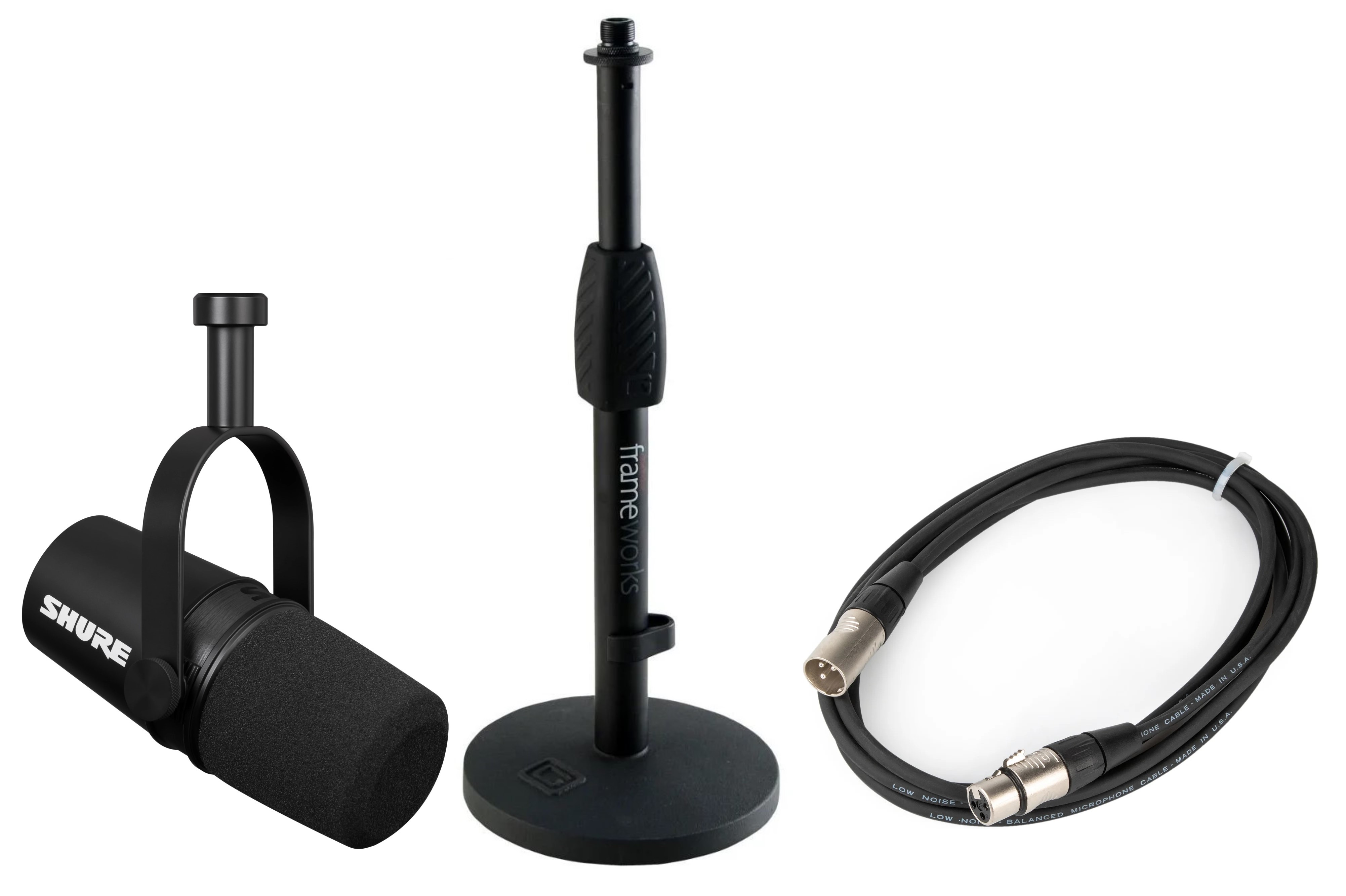 Shure MV7X Basic Bundle MV7X Mic, XLR Cable and Gator Desktop Mic Stand