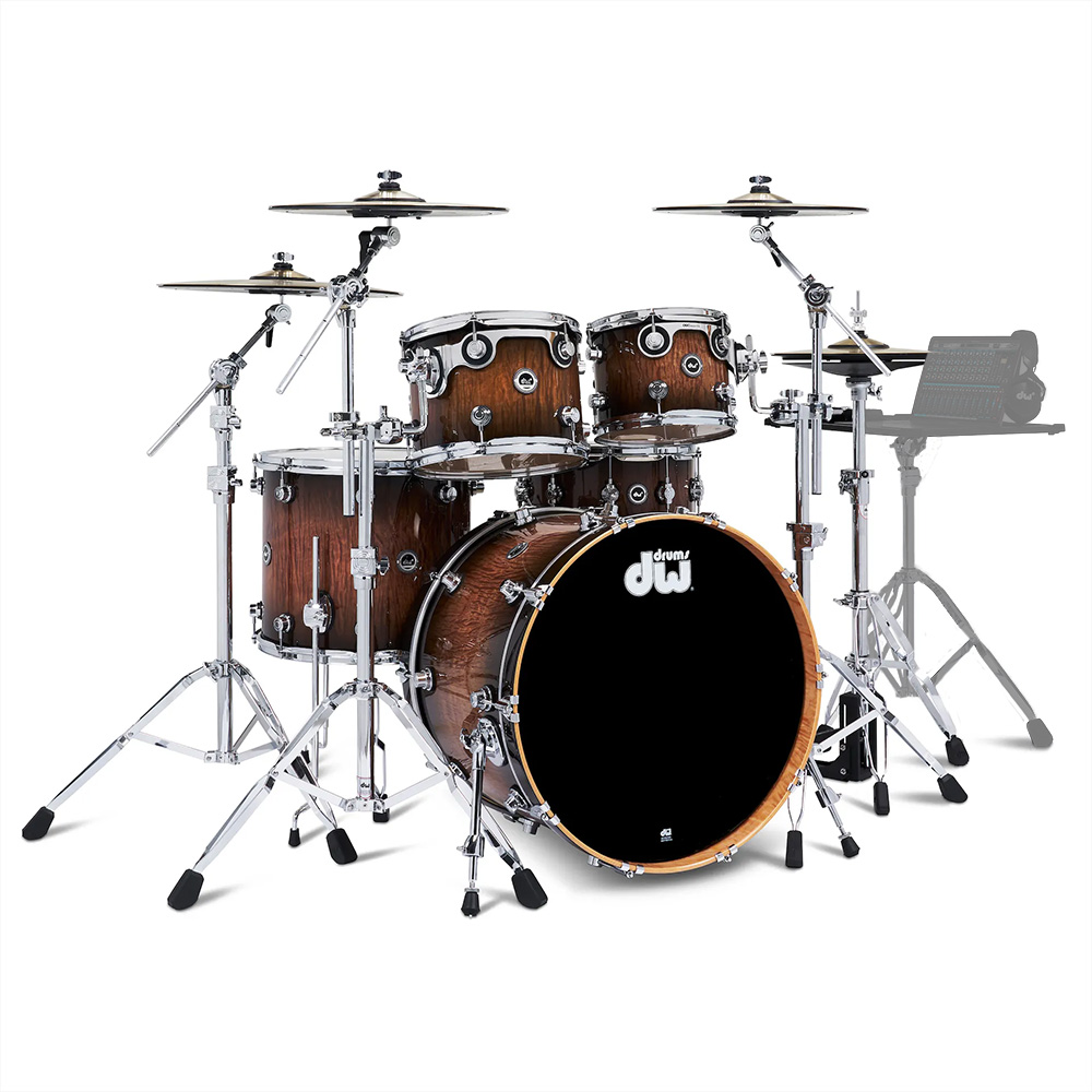 DW DEKTEX05TBC DWe 5-piece Drum Kit Bundle - Curly Maple Burst