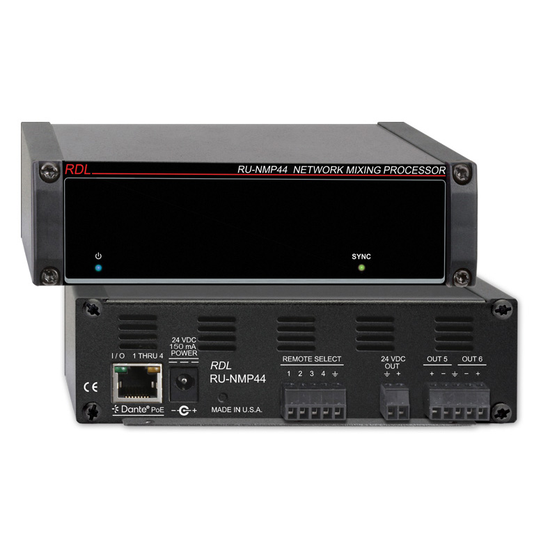 RDL RU-NMP44 Network Mixing Processor, 4x4, Dante / AES67