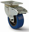 Rose Brand Soft Rubber Swivel Caster 4" Heavy Duty Caster With Brake, Blue Wheel Image 1