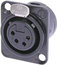 Neutrik NC4FD-L-B-1 D Series 4-pin XLRF Panel Receptacle, Black With Gold Contacts Image 1