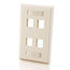 Cables To Go 03413 Four Port Keystone Single Gang Wall Plate, White Image 1