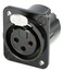 Neutrik NC3FD-LX-M3-B Receptacle DLX Series 3-Pin Female With M3 Tapped Mounting Holes, Solder, Black/Gold Image 1