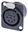 Neutrik NC6FSD-L-B-1 DL1 Series 6S Pin Female Receptacle, Solder Cups, Black/Gold, Switchcraft Pin-out Image 1